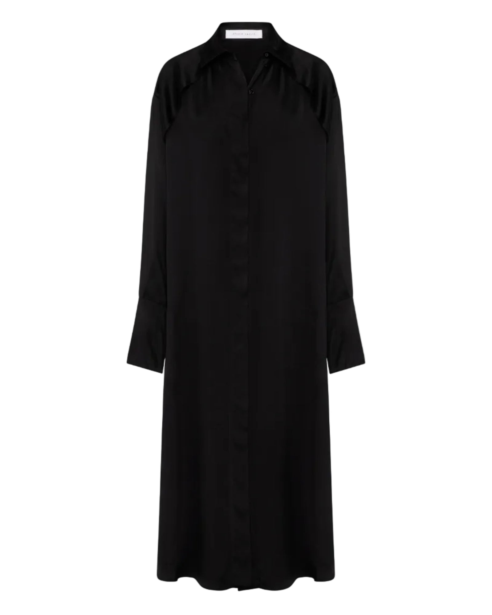 Magma Draped Back Shirt Dress | Black Viscose