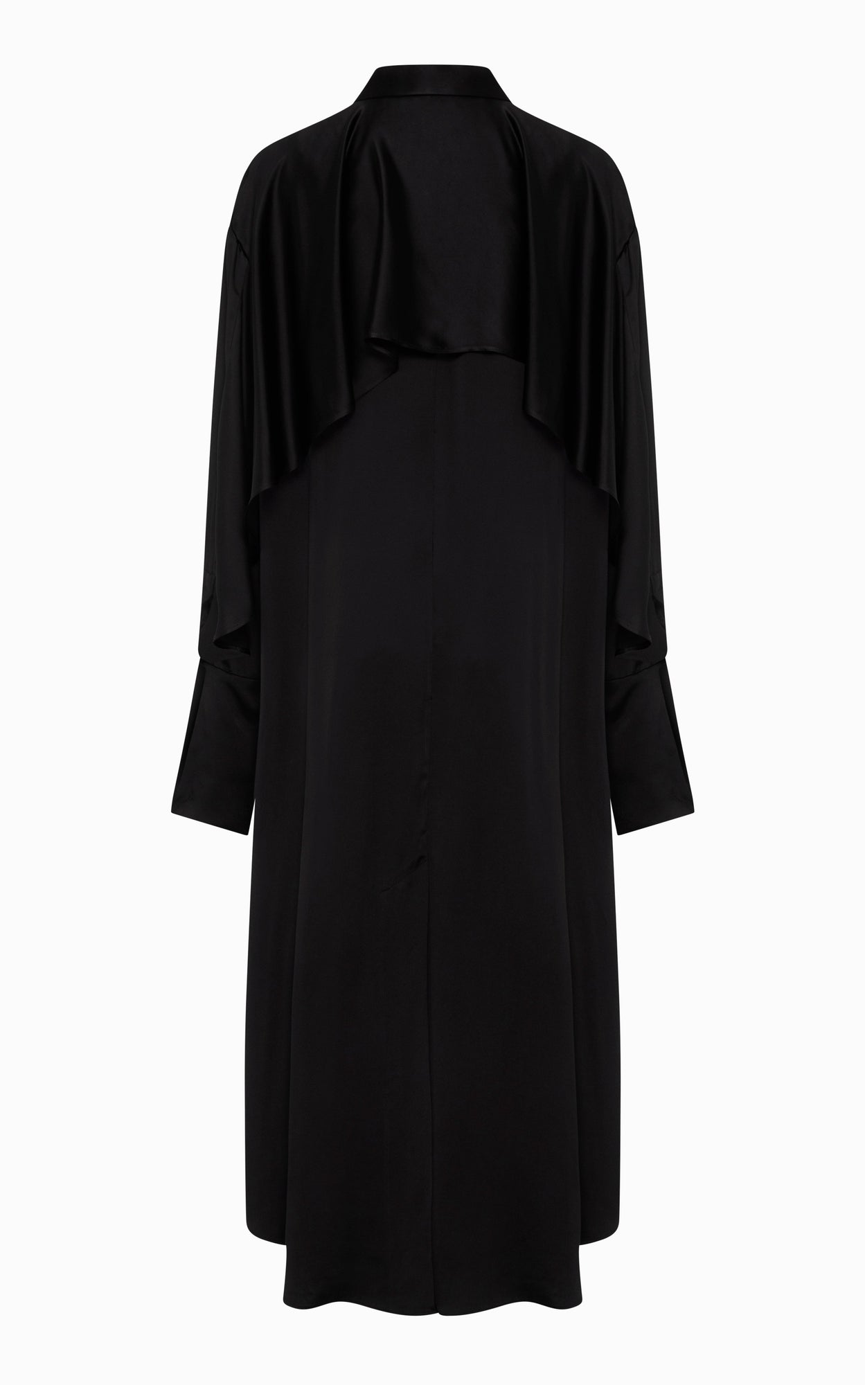 Magma Draped Back Shirt Dress | Black Viscose