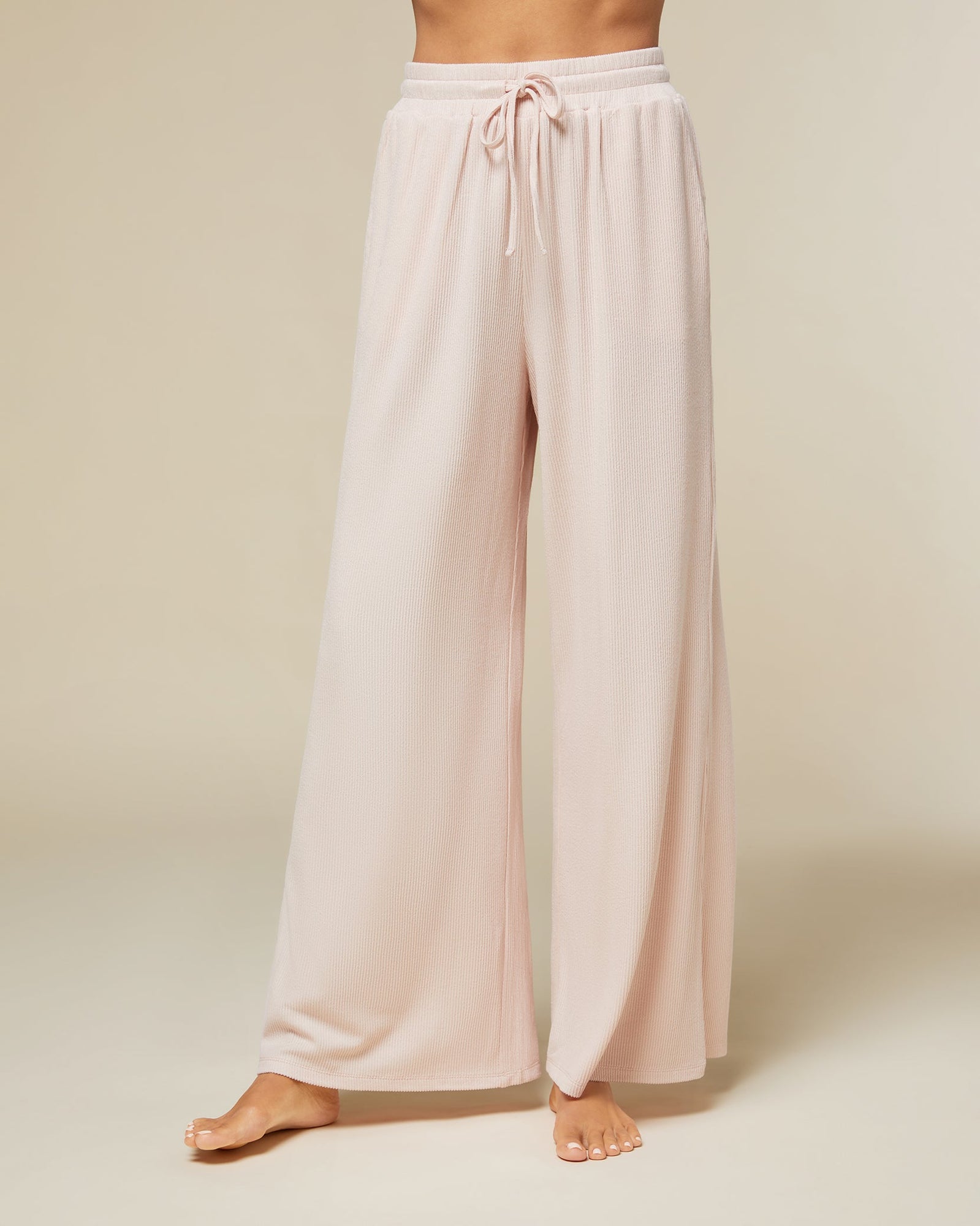 Ribbed Pull On Pant | Peach Blush