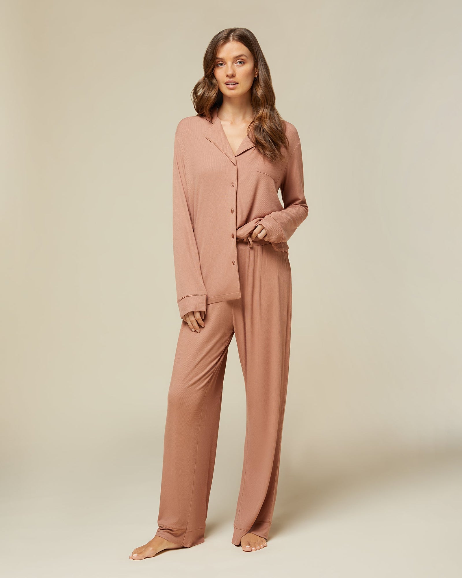 Pull On Wide Leg Pajama Pant | Camel