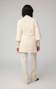 Mariah Semi-Fitted Wool Blend Sherpa Coat With Belt | Powder