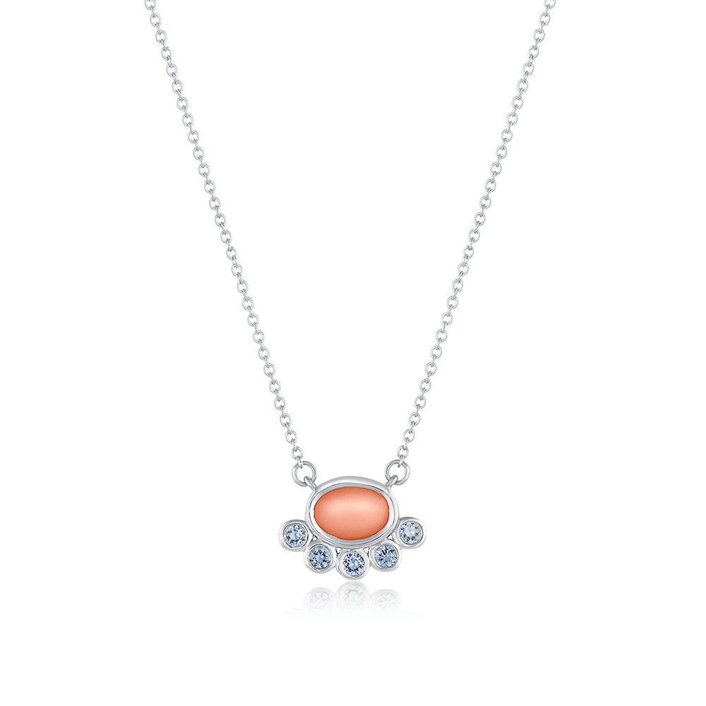 Women | Milos Moonstone Bezel Necklace | 14k White Gold