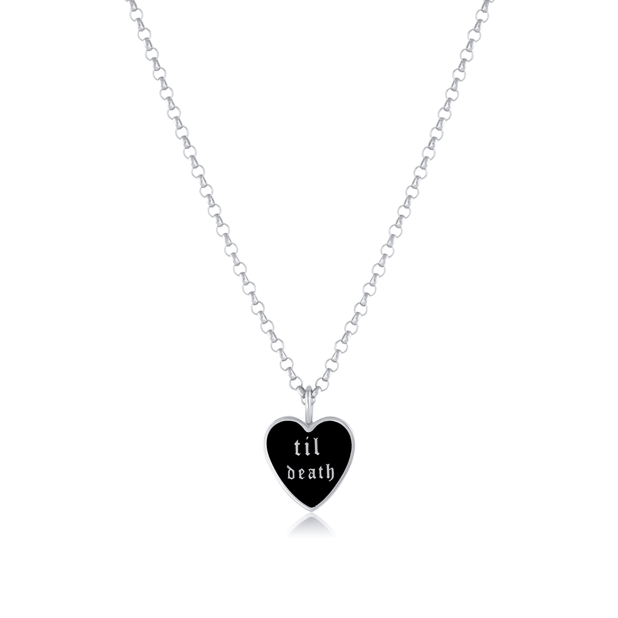 Women | Til Death Enamel Pendant | 14k White Gold