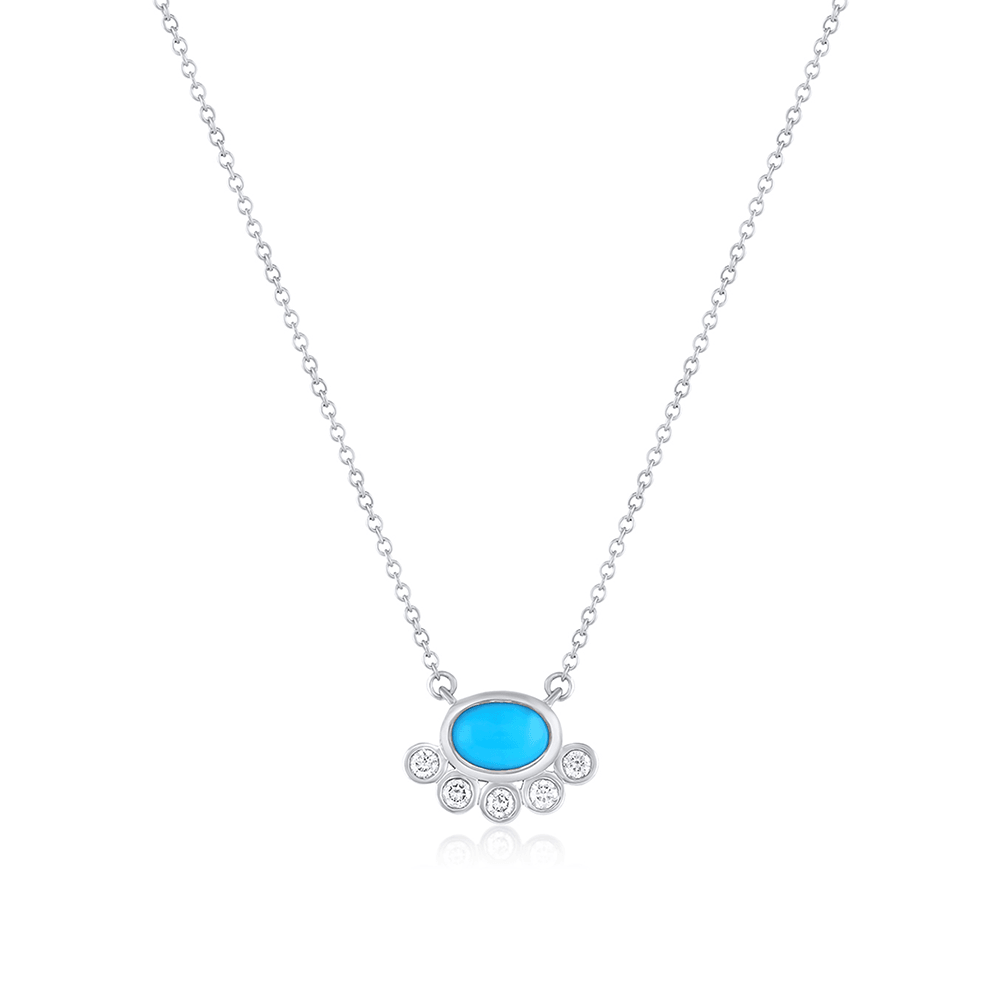 Women | Apollonia Turquoise Bezel Necklace | 14k White Gold