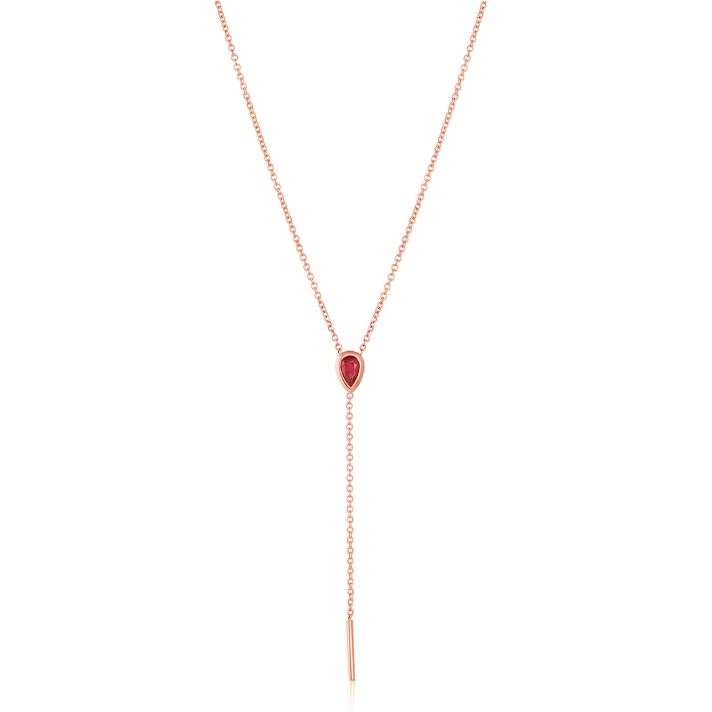 Women | Ruby Stillwater Lariat | 14k Rose Gold