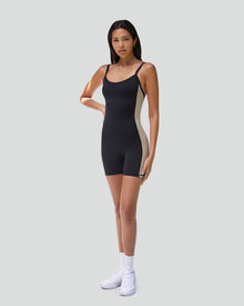 Colorblock Scoop Romper | Jet Black/Humus