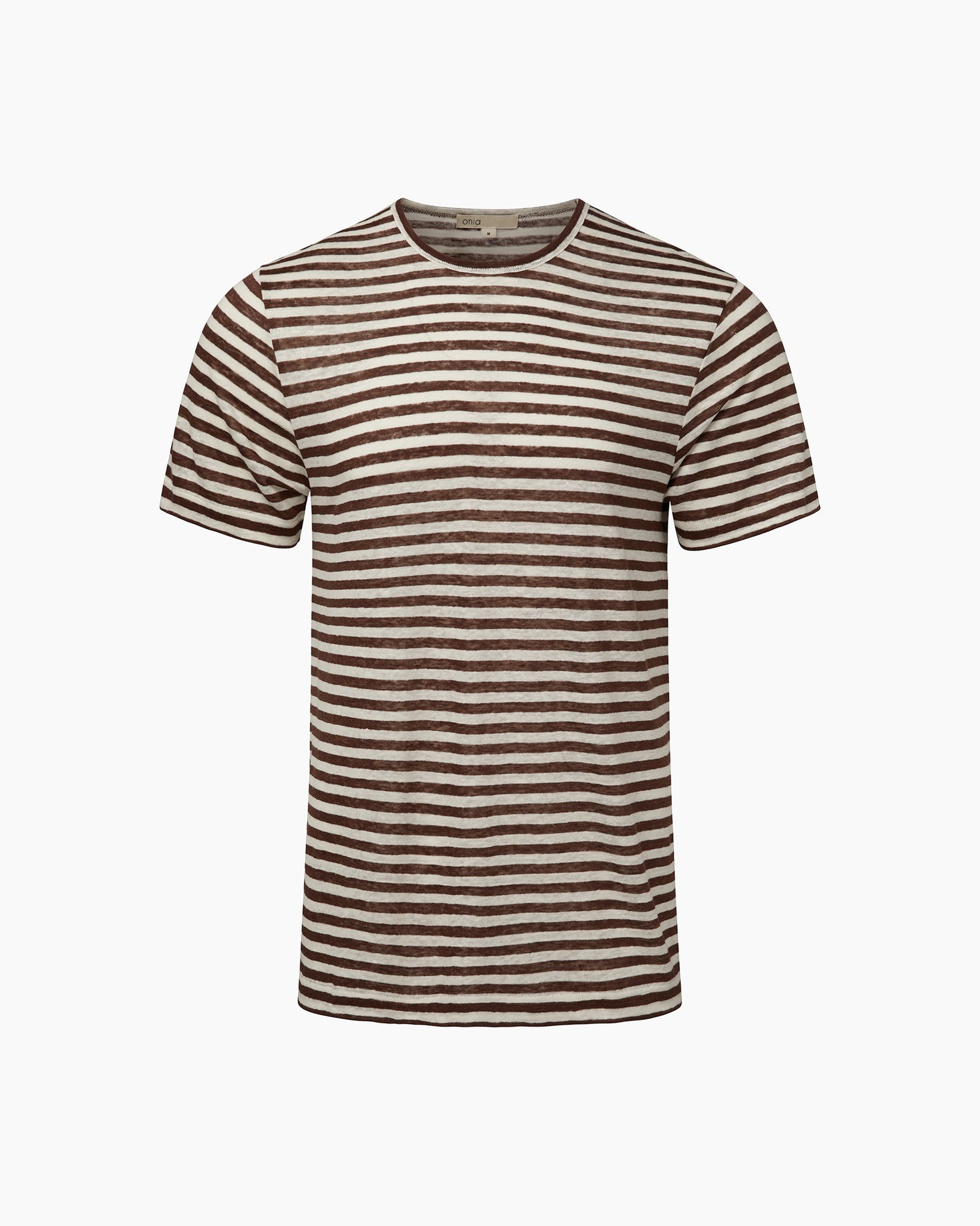 Mens | Chad Linen Tee | Chocolate/White