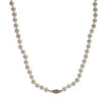 AAA Quality Round Strand Necklace | 14K Yellow Gold | White Freshwater Pearl6mm - 7mm