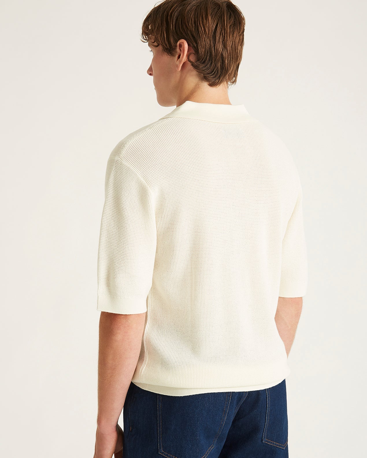 Ivory | Alex Merino Wool Open Placket Polo