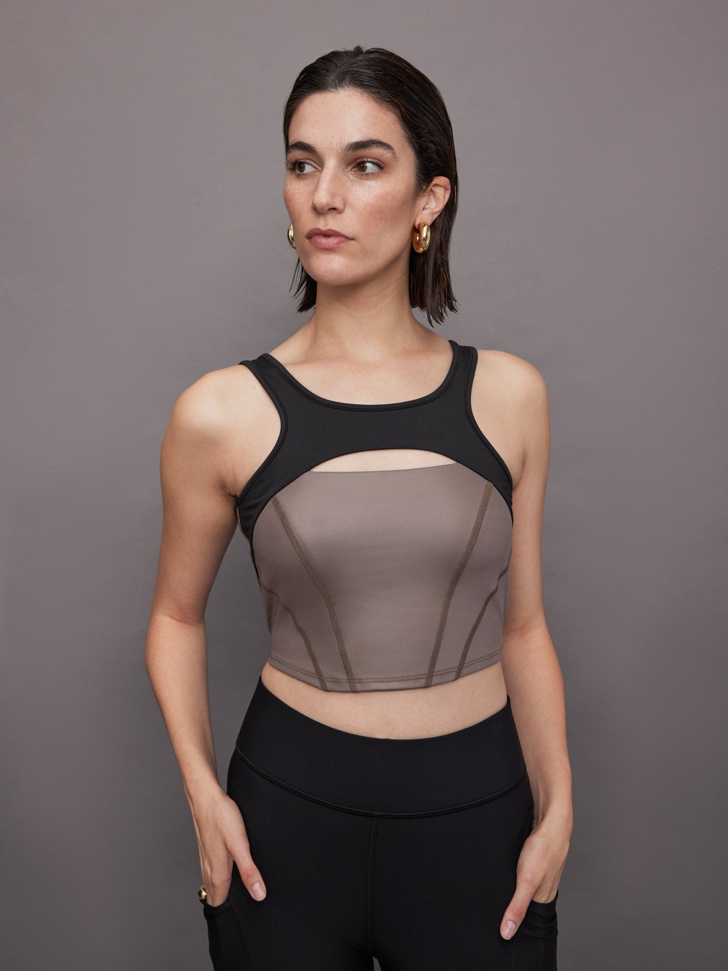 Michi | Fusion Gloss Bustier | Bronzed Pewter/Black