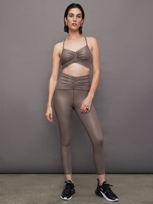 Michi | Palma Gloss Longline Bra | Bronzed Pewter