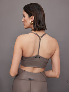 Michi | Palma Gloss Longline Bra | Bronzed Pewter