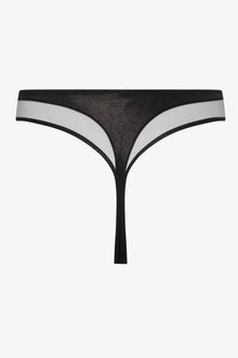 High-Waisted Tanga Bikini Bottom - Minuit | Black