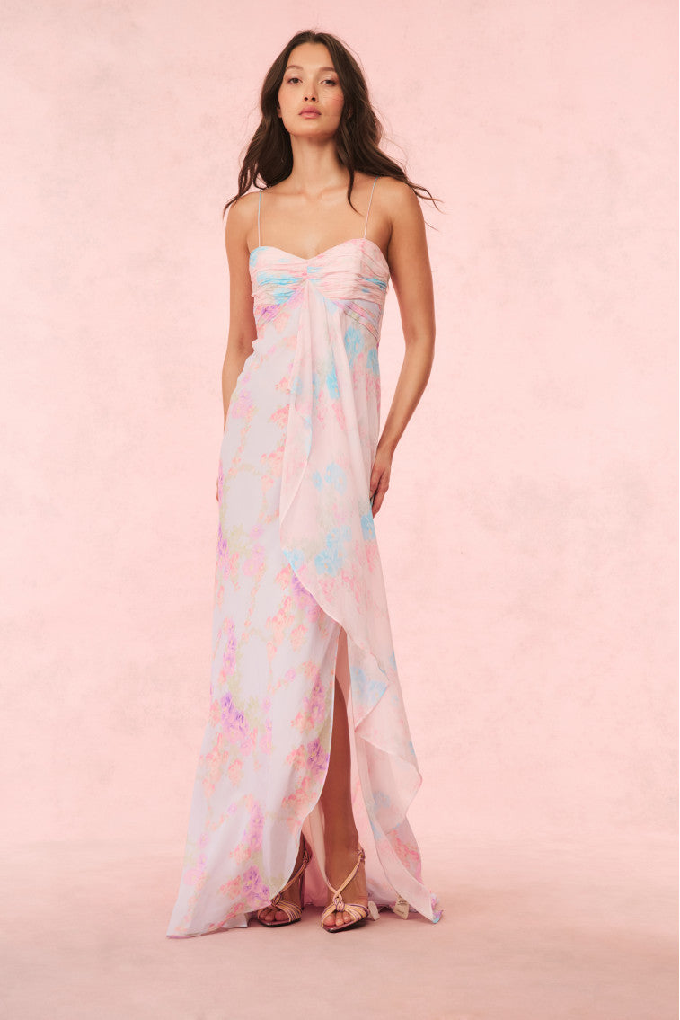 Miu Floral Chiffon Gown | Tropic Petal