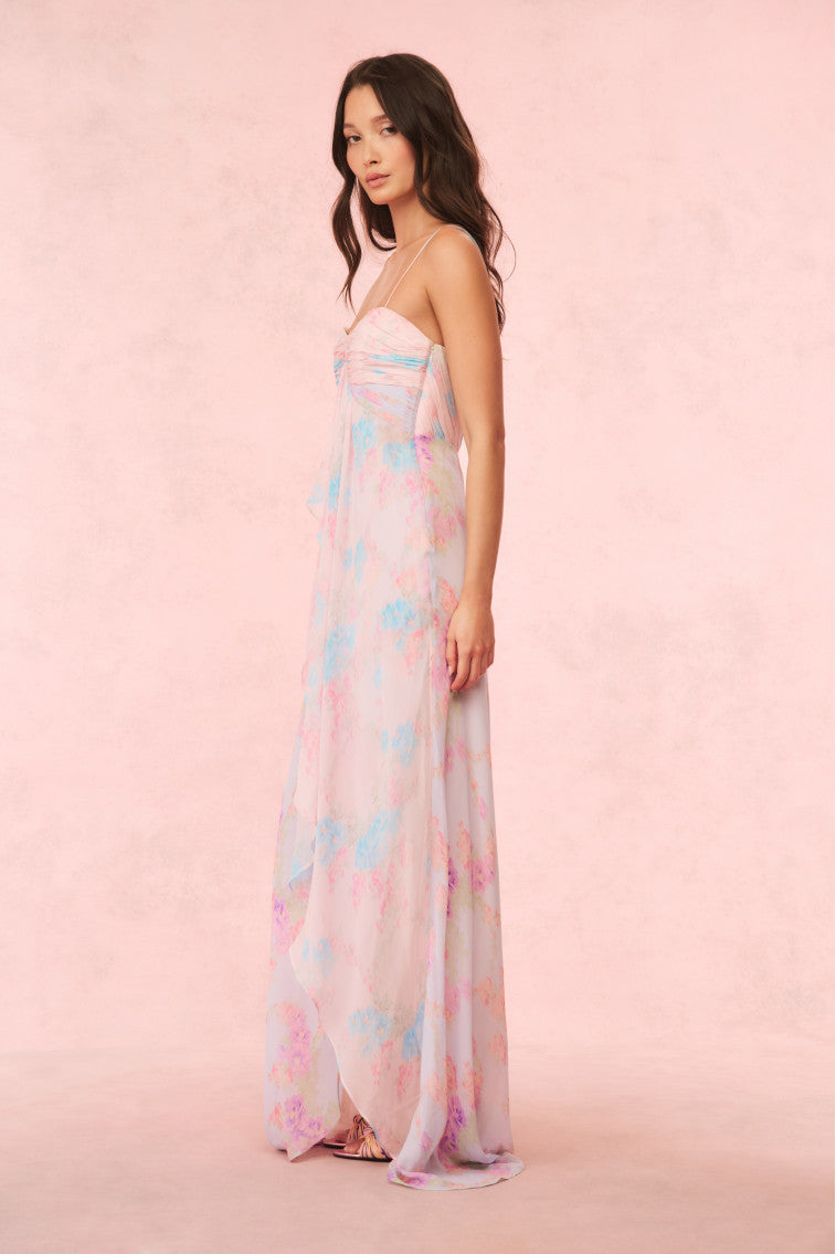 Miu Floral Chiffon Gown | Tropic Petal