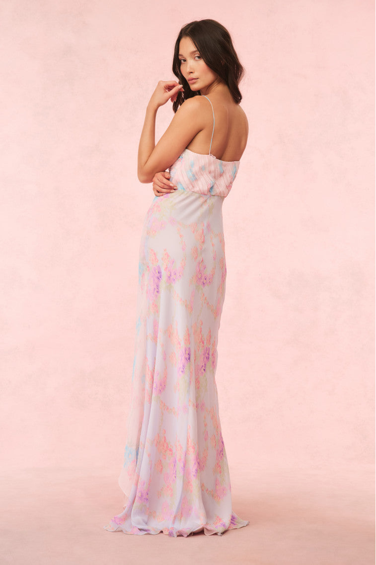 Miu Floral Chiffon Gown | Tropic Petal