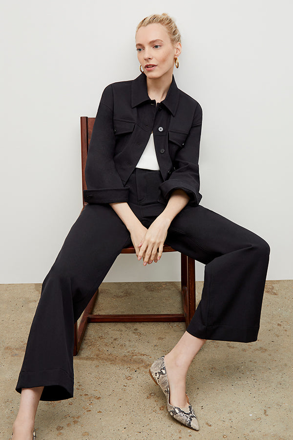 Front image of a woman wearing the Milo Jean in Black | Exclude