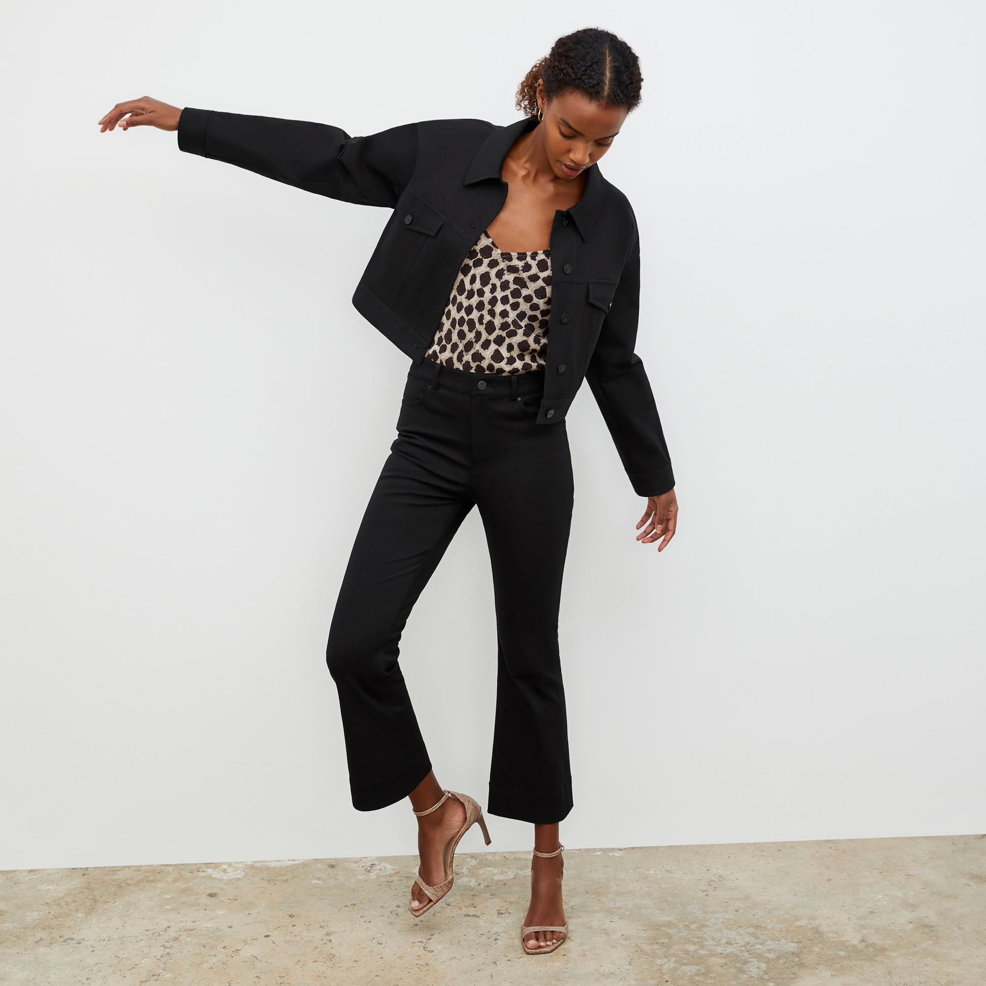 Front image of a woman wearing the Archie Jean in Black | Exclude