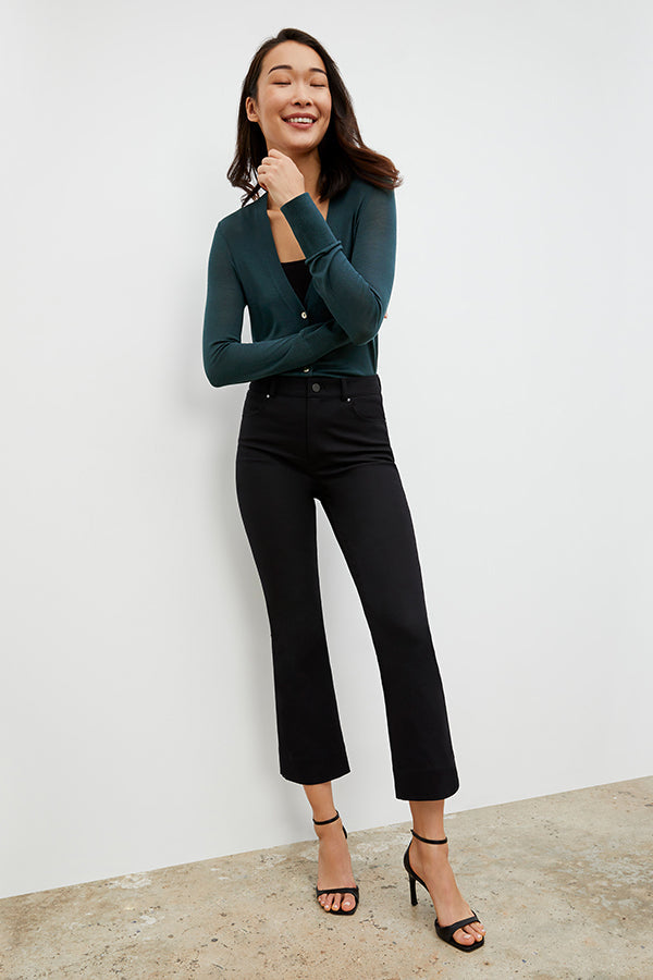 Front image of a woman wearing the Archie Jean in Black | Exclude