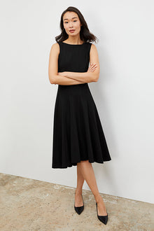Front image of a woman wearing the Gabriella Dress in Black | Grid | Exclude