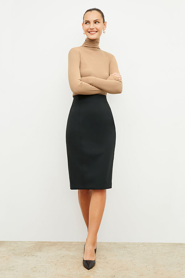 Image of a woman wearing the Chantal Skirt - Light Scuba in Forest | Exclude | Grid