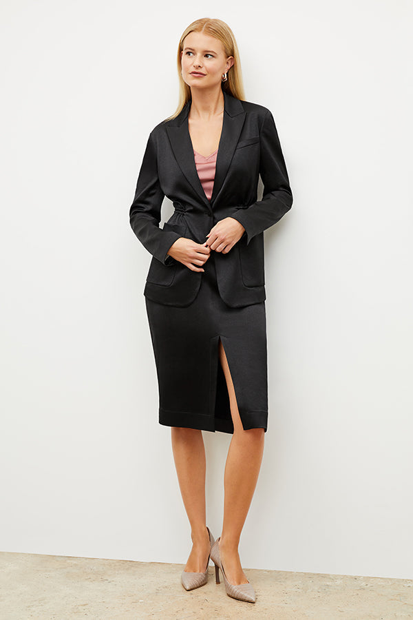 Image of a woman wearing the Penny Skirt in Black | Exclude