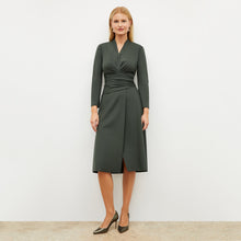 Image of a woman wearing the Carly Dress in Dark Aloe | Lead