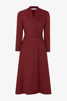 Packshot image of the carly dress in maroon | Exclude | Still