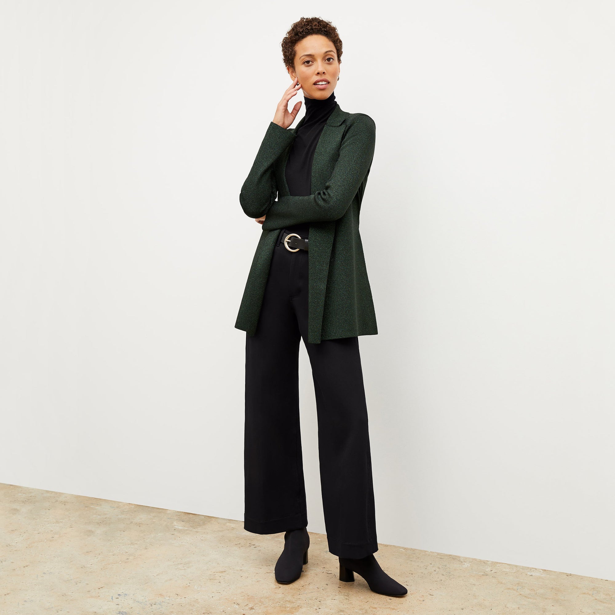 Front image of a woman wearing the Milo Jean in Black | Exclude