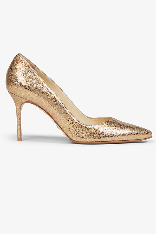 Packshot image of the sarah flint perfect pump in gold crackle | Exclude