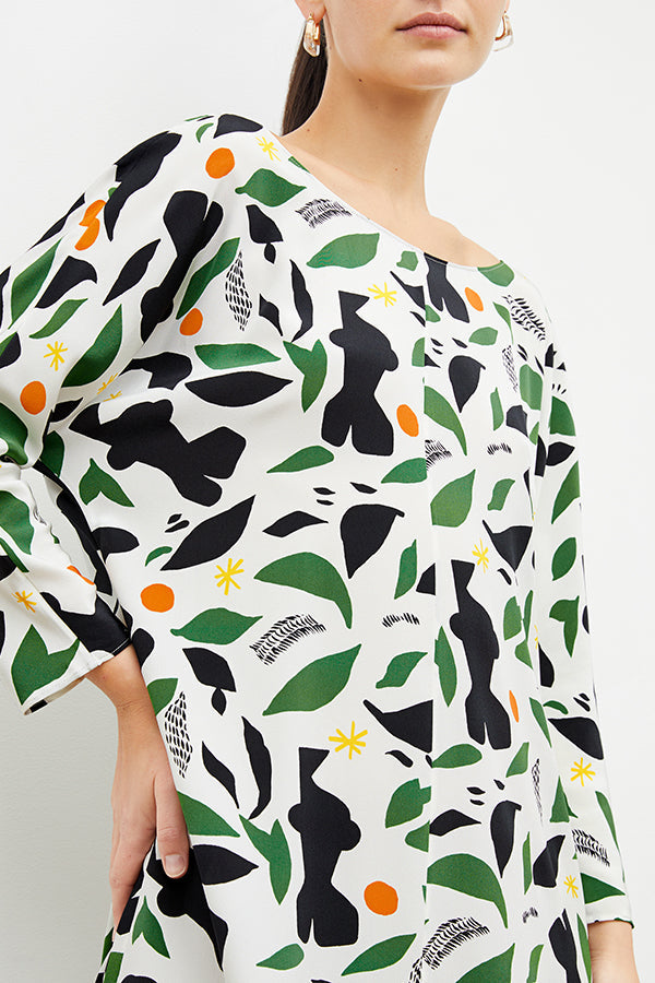 Front image of a woman wearing the alesia dress in icon print | Exclude | Grid Hover