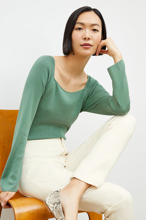 Front image of a woman standing wearing the Hockley Jean—Better Than Denim in Tusk | Exclude