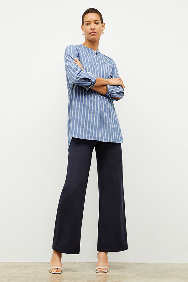 Front image of a woman standing wearing the Milo Jean in ink | Exclude