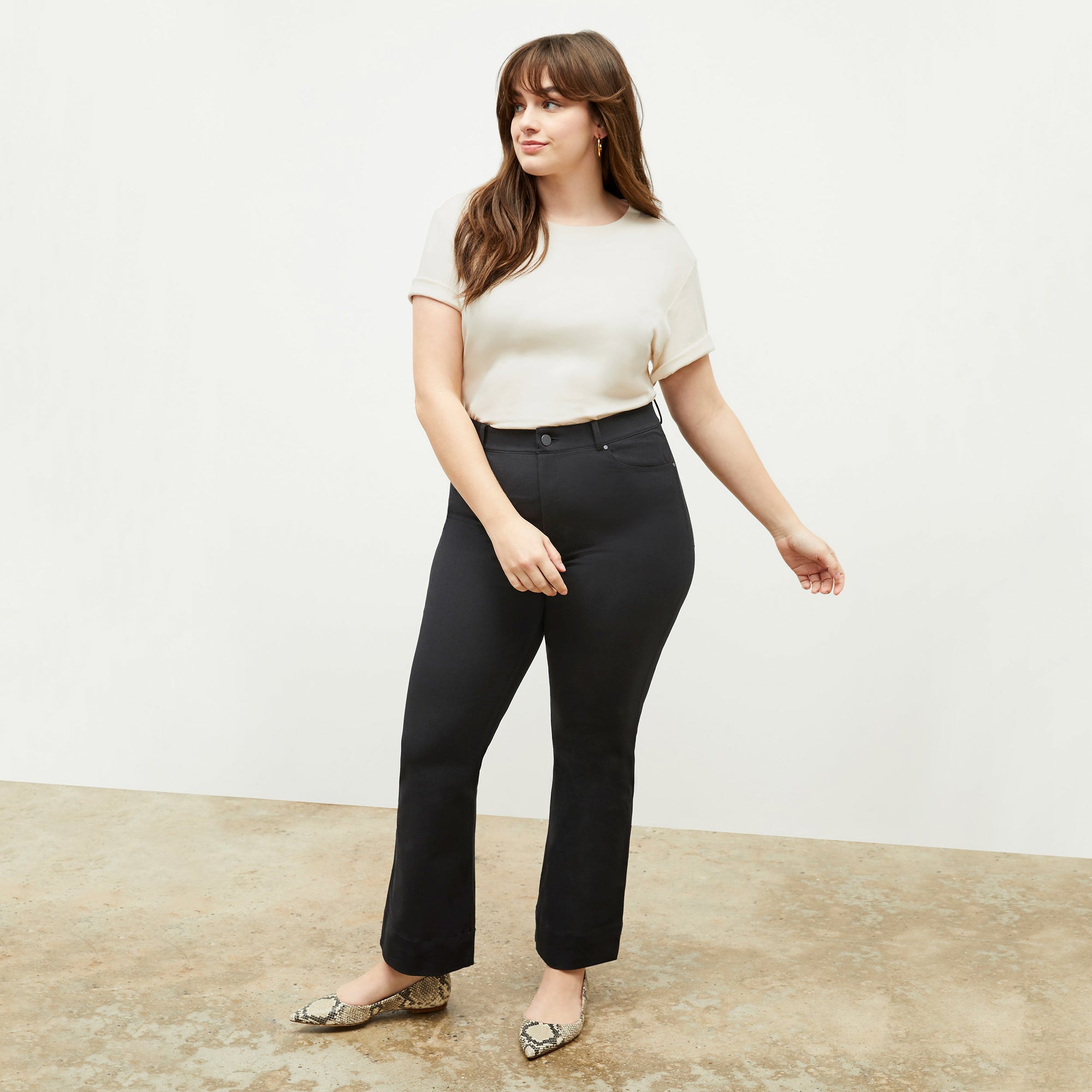 Front image of a woman wearing the Archie Jean in Black | Exclude