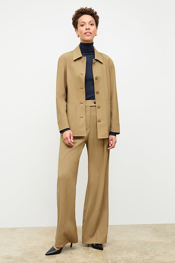 front image of a woman wearing the avelyn jacket in macaroon | Exclude