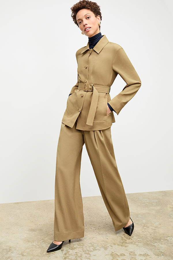 front image of a woman wearing the avelyn jacket in macaroon | Exclude