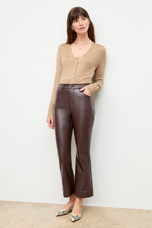 Front image of a woman wearing the archie pant in brown | Exclude | Grid