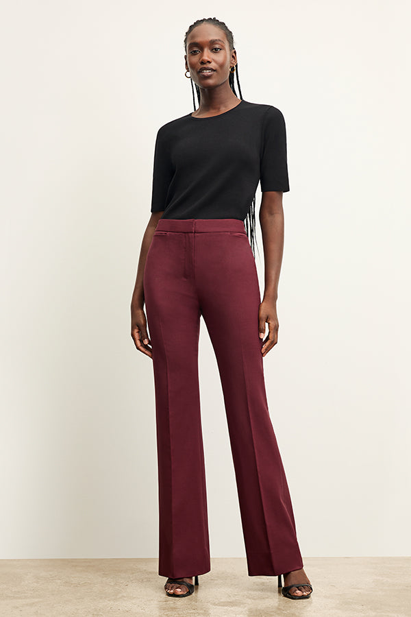 front image of a woman wearing the horton pant in shiraz | Exclude