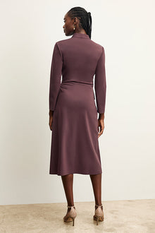 back image of a woman wearing the carly dress in grape | Exclude