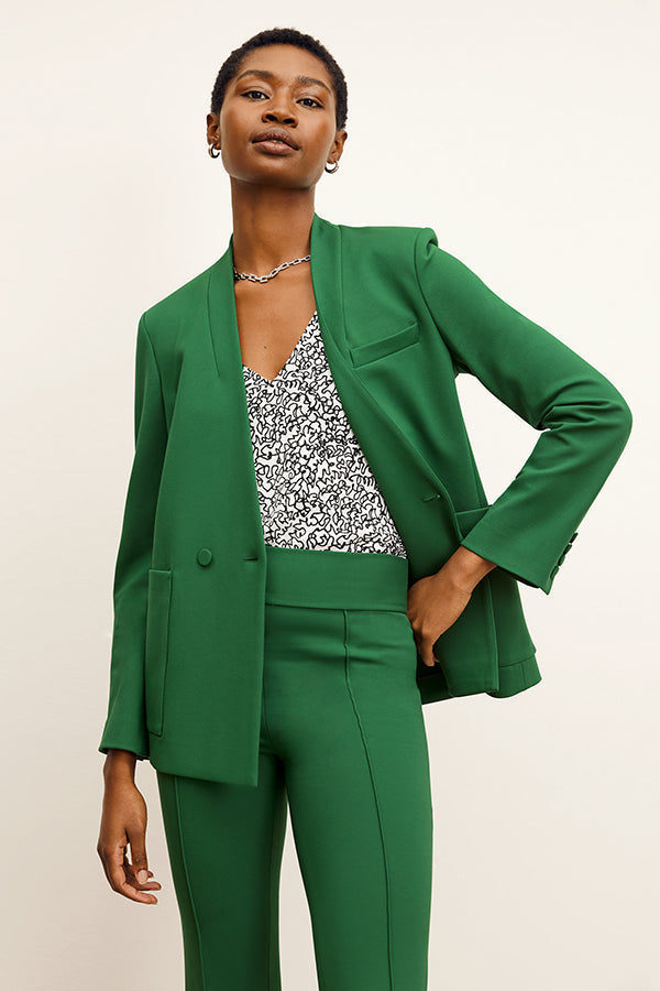 front image of a woman wearing the janette jacket in shamrock  | Exclude | Grid