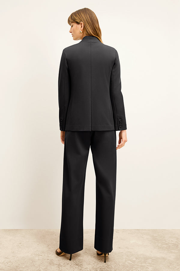 front image of a woman wearing the janette blazer in black | Exclude 