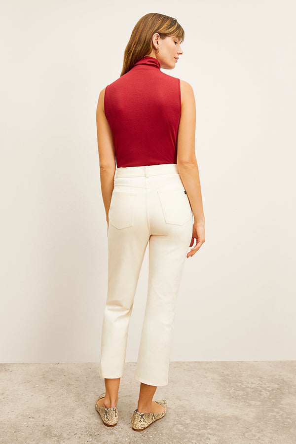 front image of a woman wearing the daria jean in tusk | Exclude 