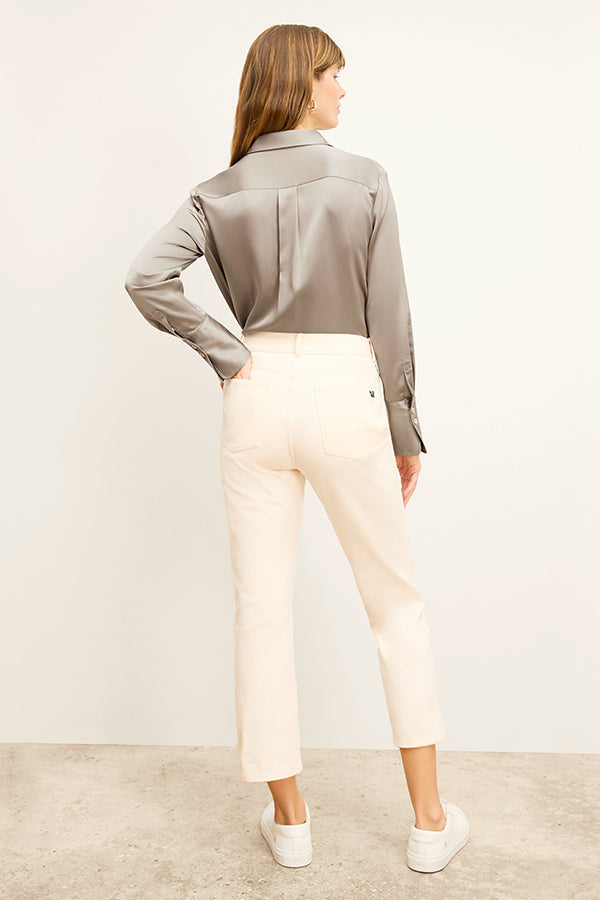 front image of a woman wearing the daria jean in tusk | Exclude 