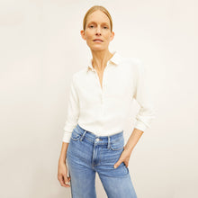 Front image of a woman standing wearing the Lagarde Shirt—Soft Wave in Alabaster 