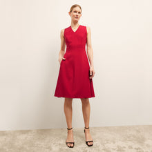 front image of a woman wearing the jaycie dess in rhubarb | Lead