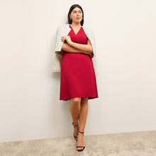 front image of a woman wearing the jaycie dess in rhubarb 