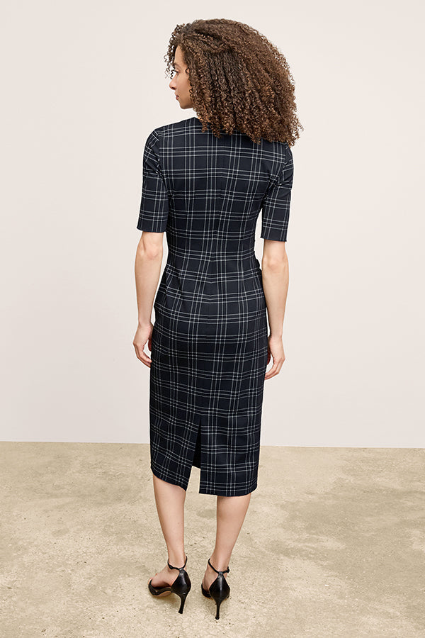 front image of a woman wearing the ciela dress in black/white | Exclude