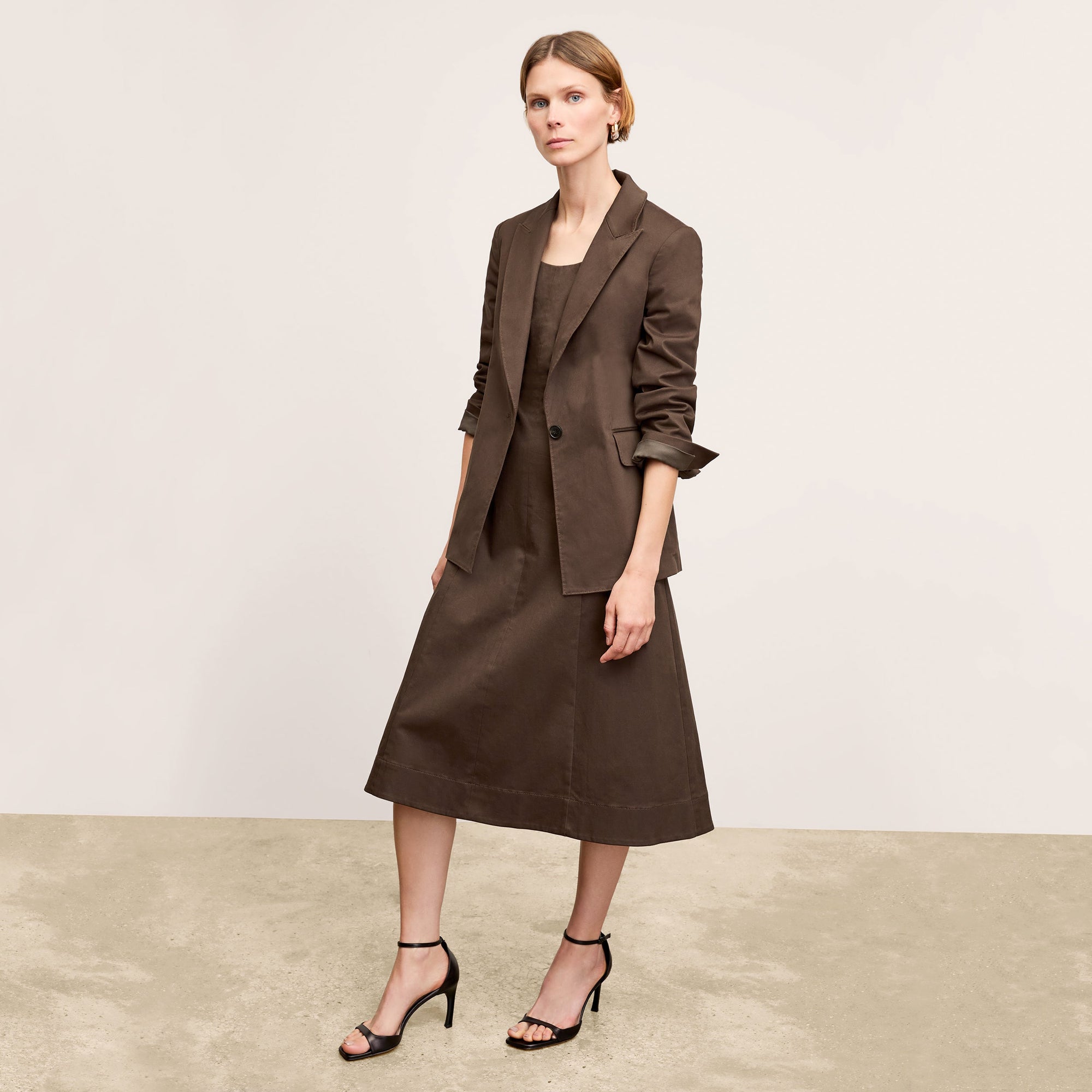Front image of a woman wearing the Jess Dress in Date