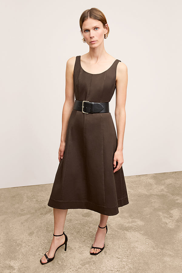 Front image of a woman wearing the Jess Dress in Date | Exclude