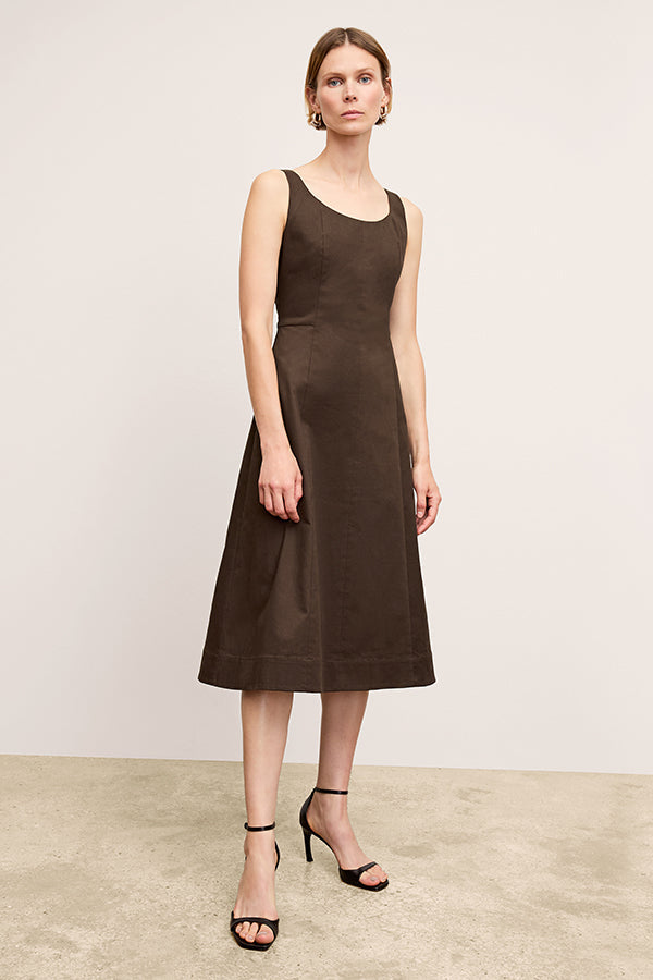 Front image of a woman wearing the Jess Dress in Date | Exclude | Grid